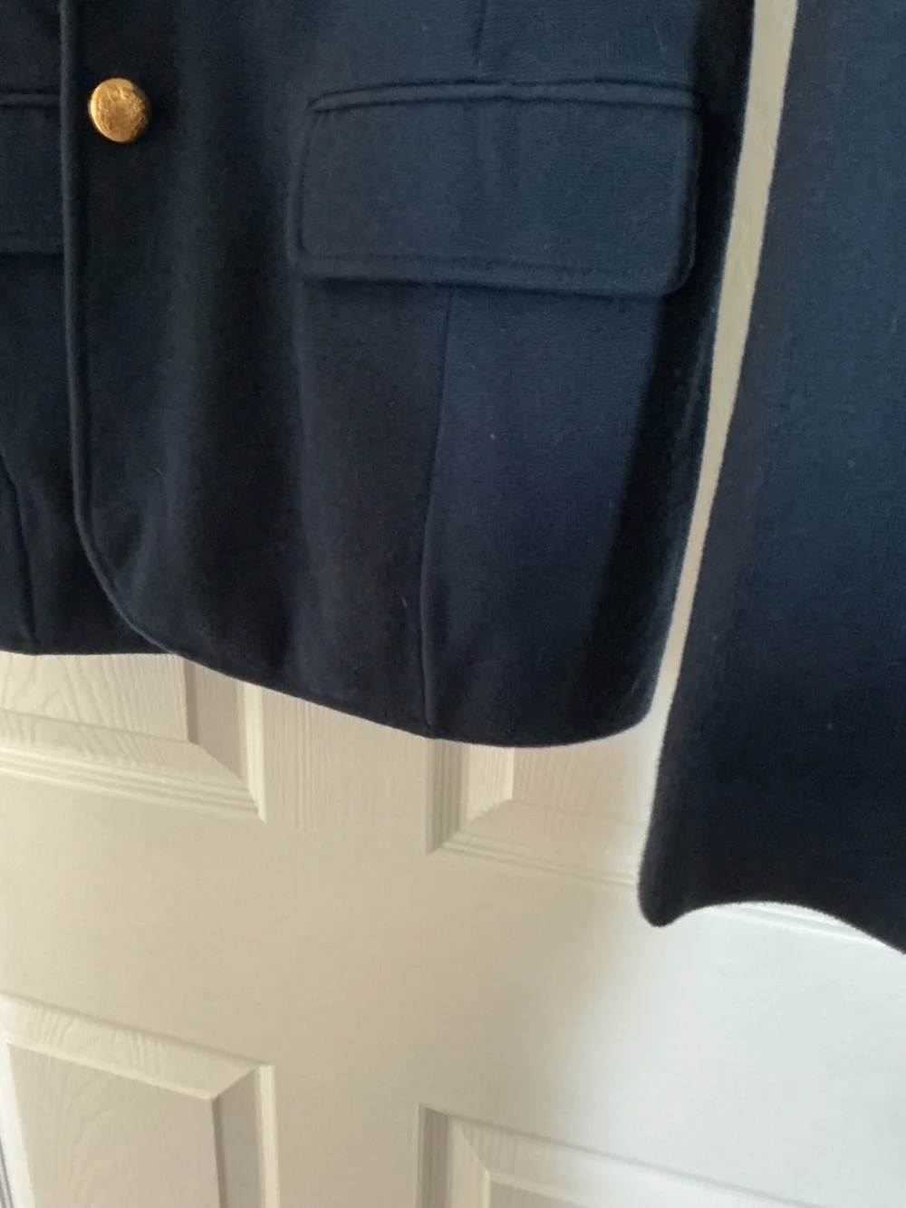 Beautiful Classic Lauren Ralph Lauren Navy Sweater Blazer w/ 3 gold buttons PM - Picture 4 of 8